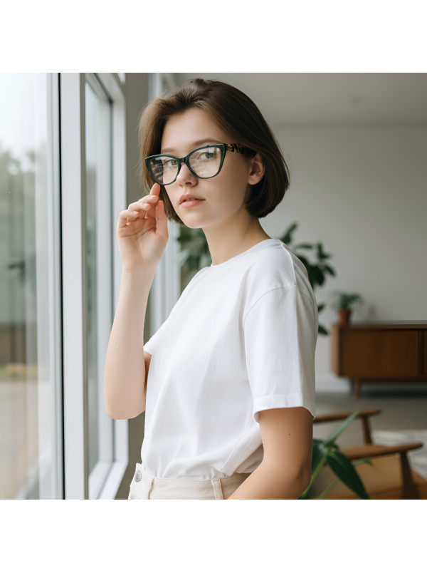 Armação de Óculos Gatinho VMV02UV Verde e Tartaruga